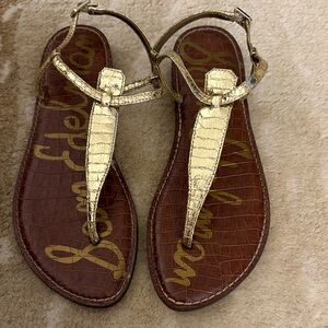 Sam Edelman Metallic Gold T-Strap Sandals